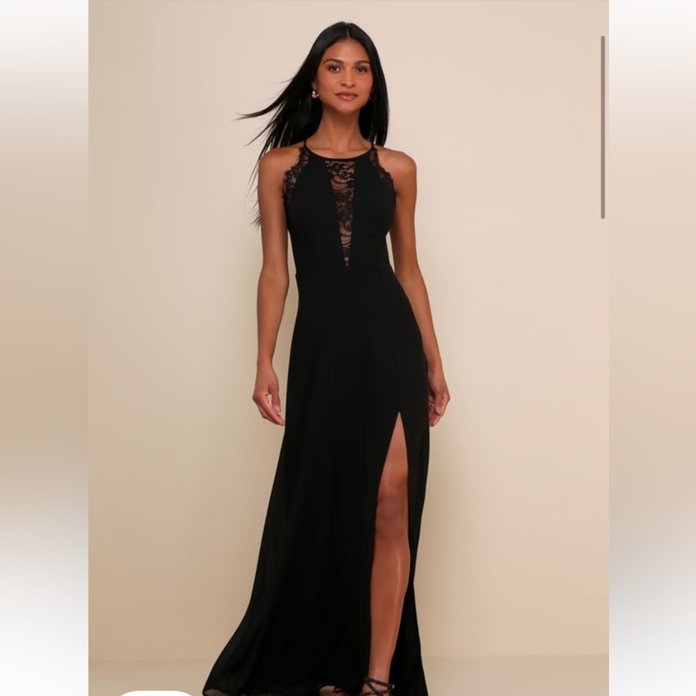 Lulus romantic mood lace black size M